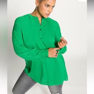 Studio Untold Henley loose fit oversized kelly green long sleeve button up 12/14